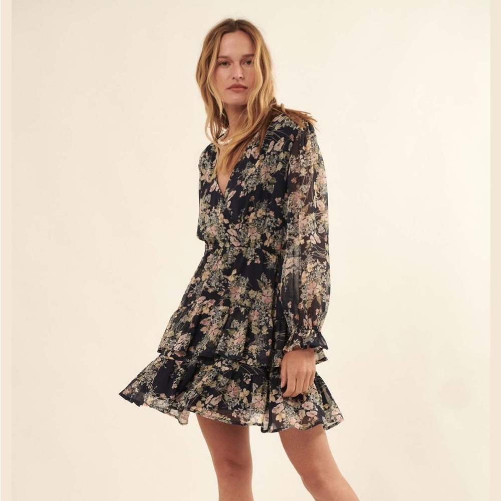 Promesa Navy Floral Long Sleeve Dress